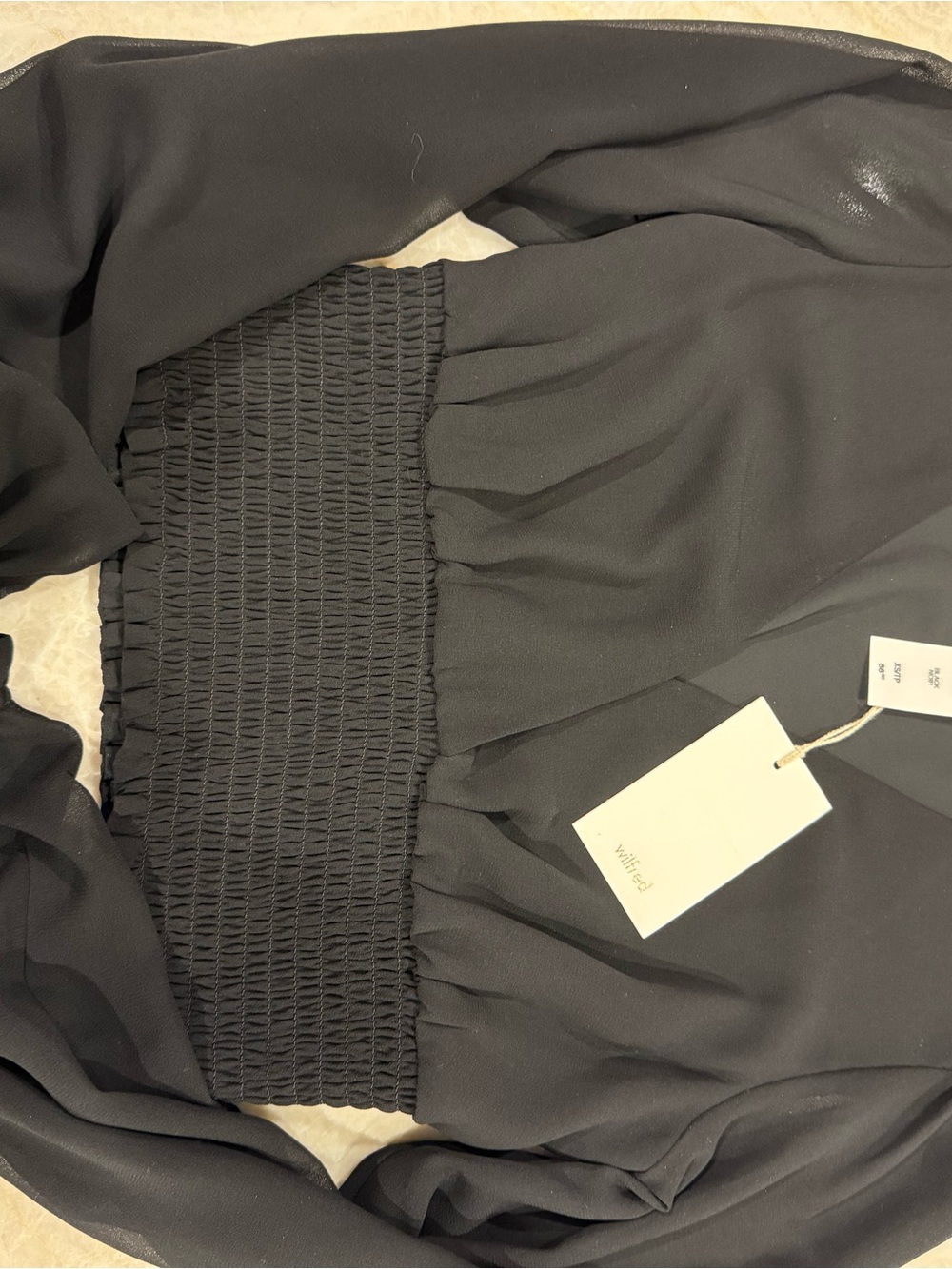 Wilfred Black Smocked-Waist Blouse